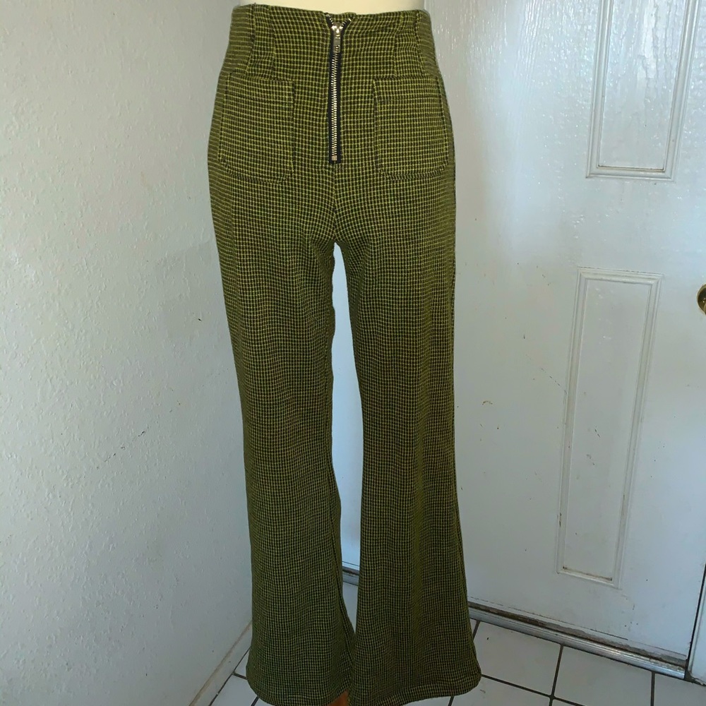 Honey punch plaid flare slacks